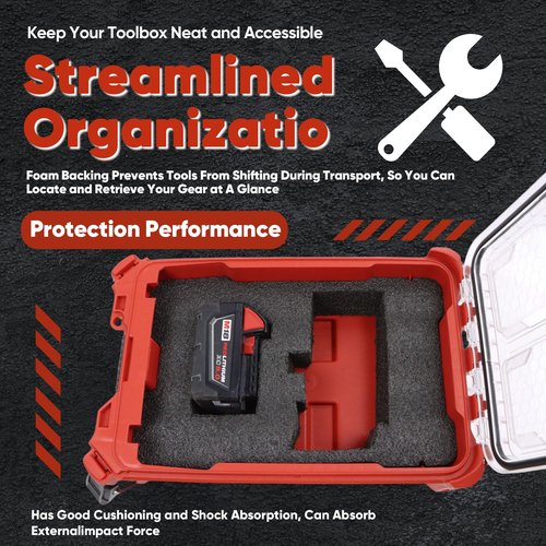 Terixe 2 Pack Foam Inserts for Milwaukee 48-22-8435 Packout Tool Box – Black Customizable Foam Inserts Fits for Milwaukee Packout Inserts – DIY Cut & Organize with Impact Protection
