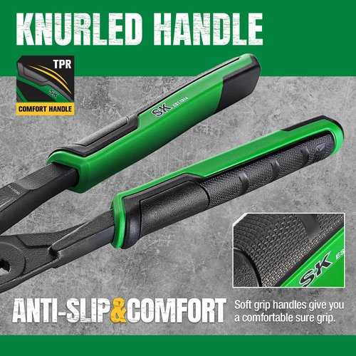 SK 10-Inch Pliers Wrench, Premium CR-V Construction, Smooth Parallel Jaws with Comfortable Grips