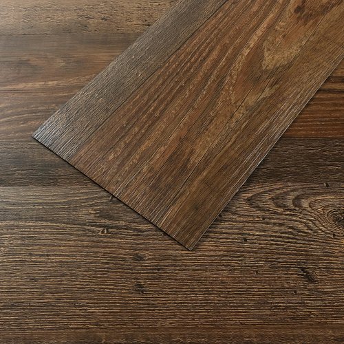 VEELIKE Burnt Oak Vinyl Floor Tiles Peel and Stick Waterproof Brown Vinyl Plank Flooring 32-Pack 47 Sq. Ft. Adhesive Laminate Flooring Peel and Stick Floor Tile for Bathroom Bedroom Kitchen 6''x36''