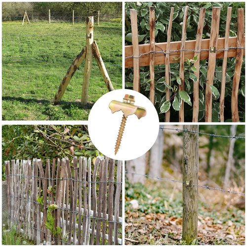 100pcs 2inch Steel Wire Fencing Staples for Softwoods,Reuse Fence Staple Fasteners Nails, Fencing Staple with Wire Fixer for Wire Mesh and Woven Fencing (2 inch, 100)