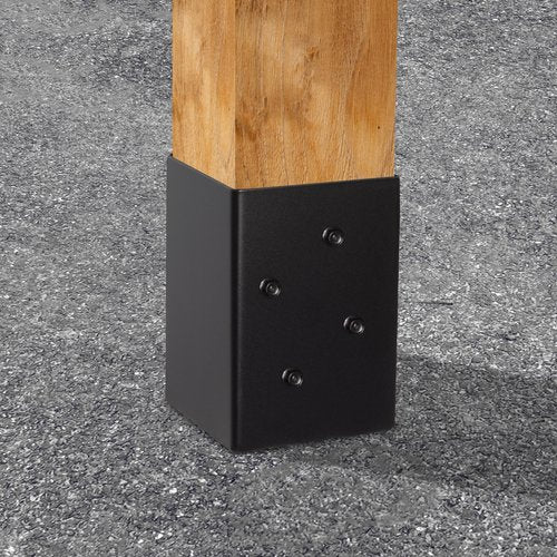 LADECH 4x4 Post Base Holder Ground Spike Use for Concrete Deck - Post Anchor Brackets Metal Black Powder Coated 4 Inches x 4 Inches (Inner Dia 3.5x3.5) 4 Pack