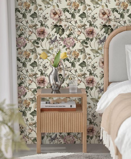 Toduso Peel and Stick Wallpaper Vintage Floral Contact Paper Removable Wall Paper Self Adhesive Wallpaper for Bedroom Bathroom Kitchen Vinly Rolls 17.3"x78.7"