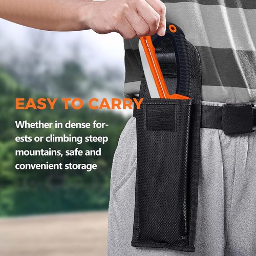 Durable Folding Pruning Saw with Safety Lock - Orange Handle for Camping, Gardening, Tree Trimming