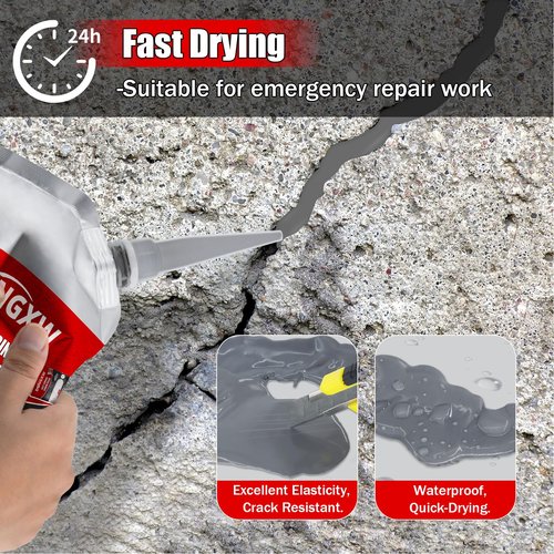 Concrete Crack Filler and Sealant Self-Leveling 2Packs, Slab Concrete Crack Waterproof Repair Sealant, Cement Crack Filler Caulking Glue for Cement-Based Materials