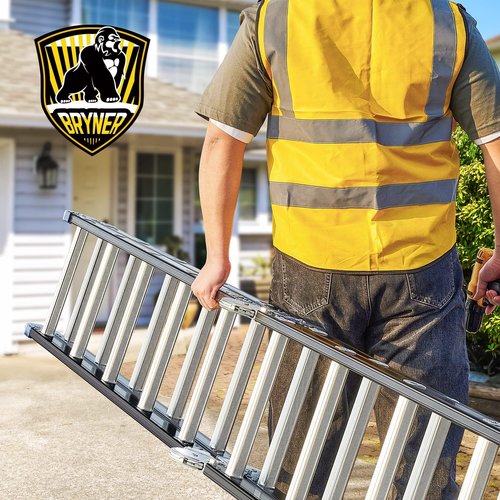 Bryner Step Folding Ladder 19.6ft Multi-Purpose Aluminium Extension Ladders, 7 in 1 Folding Adjustable Telescoping Step Ladder 330lbs