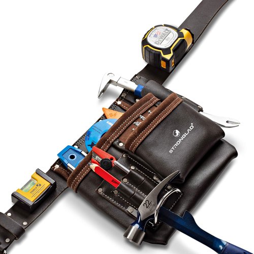 STRONGLAD Tool Belt for Carpenters & Electricians - Heavy-Duty 6 Pocket Oil-Tanned Leather Tool Belts for Men - Electrical Tool Pouch TBL1