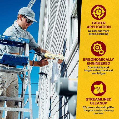 Dripless ETS2000 The Yellow Gun Composite Caulk Gun - Dripless Caulking Gun for 10 oz Cartridges or Tubes - Lightweight Body - 12:1 Thrust Ratio - Pro Painter Preferred