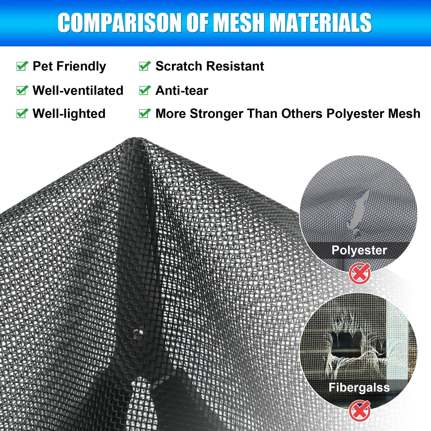 Magnetic Screen Door 72 x 80 in, Thicker 265g/㎡ Mesh, Reversible Left Right Side Opening Wide Magnetic Screen Door, Upgraded-Model Full Strip Magnets for Sliding & French Doors