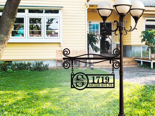 Personalized last Name Hanging Address Sign for House,Custom Address Plaques for House Numbers, House Number Sign, House Numbers for Outside, Address Numbers for House