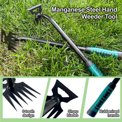 Weed Puller Tool-2Pcs Gardening Hand Weeder Tools, 2025 New Weeding Artifact Uprooting Weeding Tool, Manganese Steel Weed Removal TooL, 6 Teethes Dual Purpose Manual Weed Pulling Tool for Yard Gardenl