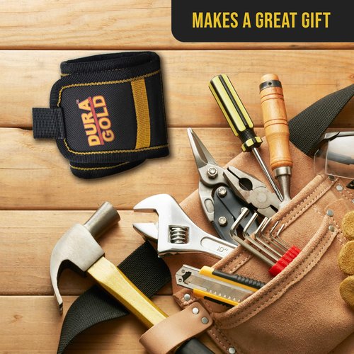 Dura-Gold Magnetic Wristband Tool Belt - Nylon Wrist Strap, Powerful Magnets for Holding Fasteners, Screws, Nails, Nuts, Bolts, Drill Bits - Mechanic, Construction, DIY Gadget, Birthday Gift Men, Dads