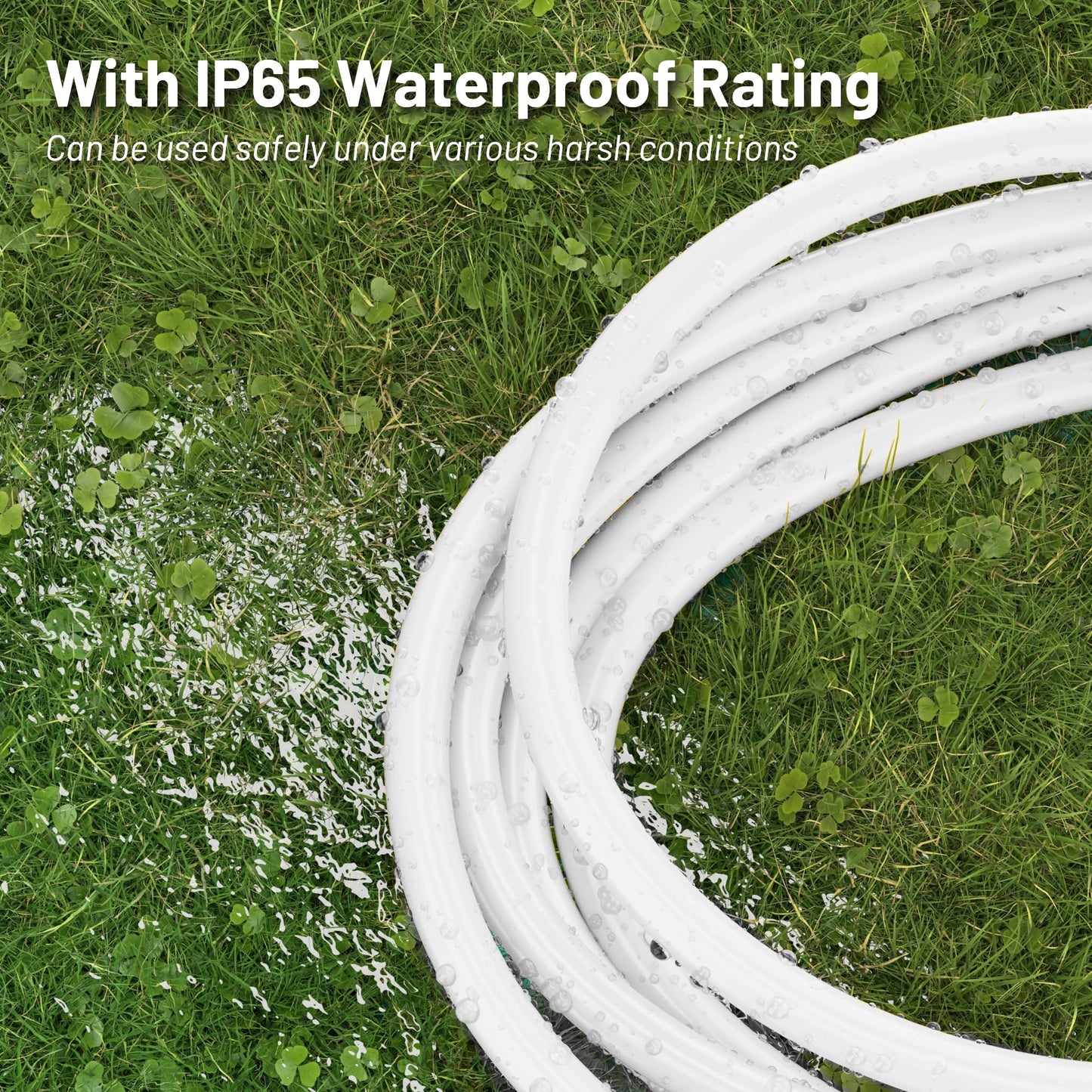 16/3 White Indoor Outdoor Extension Cord 6 Ft 2 Pack Waterproof, Extension Cord with 3 Prong Grounded Plug,13A 1625W 16AWG SJTW, Flexible Weatherproof Power Cable